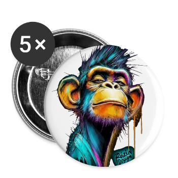 Vibrant Neon Monkey Splash - Buttons large 2.2'' (5-pack) - white