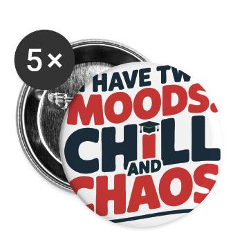 Two Modes: Chill and Chaos - Buttons large 2.2'' (5-pack) - white