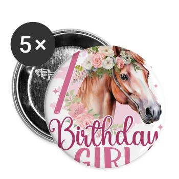 7th Birthday Horse Girl Seven Years Party Outfit - Buttons large 2.2'' (5-pack) - white