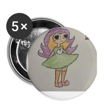Cute Purple Hair Cartoon Girl - Buttons large 2.2'' (5-pack) - white