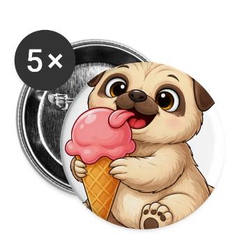 Cute Puppy with Ice Cream Cartoon - Buttons large 2.2'' (5-pack) - white