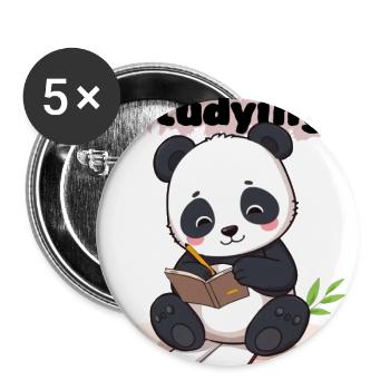 Hard Working Panda - Studying Time Mode - Buttons large 2.2'' (5-pack) - white