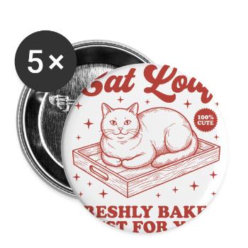 Cat Loaf Funny Cat Meme Cute Cat Lover Freshly Bak - Buttons large 2.2'' (5-pack) - white