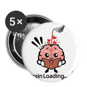 Funny Exam Study Coffee Shirt for Students - Brain - Buttons large 2.2'' (5-pack) - white