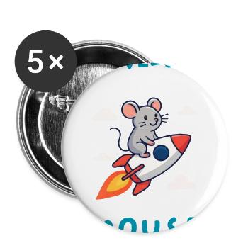 Mouse on a rocket - Buttons large 2.2'' (5-pack) - white