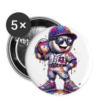 Paint Drip Baseball Mascot - Buttons large 2.2'' (5-pack) - white