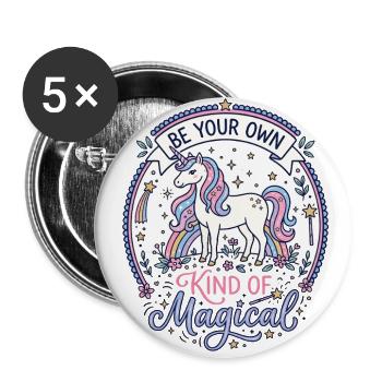 Unicorn Be Your Own Kind of Magical Playful Cut - Buttons large 2.2'' (5-pack) - white