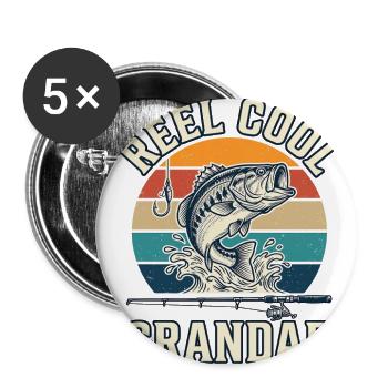 Reel Cool Grandad Fishing Vintage Sunset Shirt_ - Buttons large 2.2'' (5-pack) - white