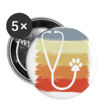 Stethoscope Drawing - Buttons large 2.2'' (5-pack) - white