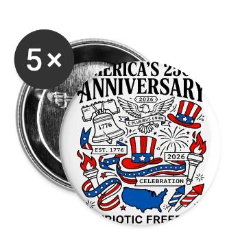 America 250th Anniversary Patriotic Freedom 2026 - Buttons large 2.2'' (5-pack) - white