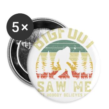 Bigfoot Saw Me Retro Sunset - Buttons large 2.2'' (5-pack) - white