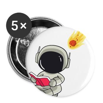 Astronaut Reading Book With Falling Meteor Space - Buttons large 2.2'' (5-pack) - white