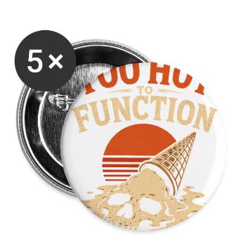 Too Hot to Function Melting Skull Ice Cream - Buttons large 2.2'' (5-pack) - white