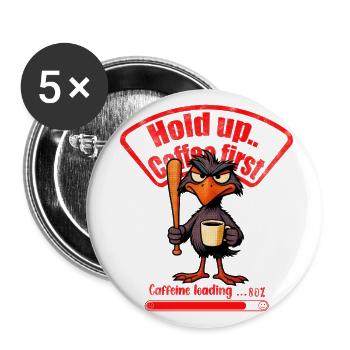 Caffeinated Crow Loading Graphic - Buttons large 2.2'' (5-pack) - white