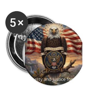 Patriotic Eagle and US Flag Emblem - Buttons large 2.2'' (5-pack) - white