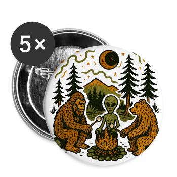 Moonlit Cryptid Campfire - Buttons large 2.2'' (5-pack) - white