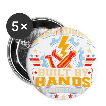 Electrician Pride Built by Hands - Buttons large 2.2'' (5-pack) - white