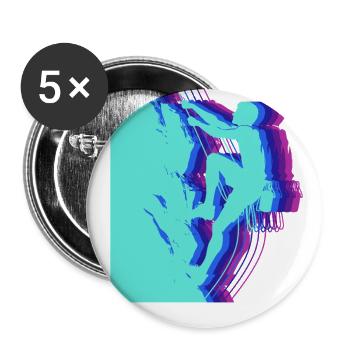 Glitch Art Rock Climber Silhouette - Buttons large 2.2'' (5-pack) - white