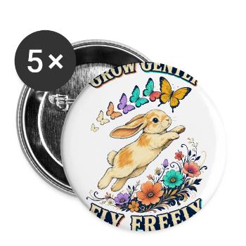 Grow Gently Bunny - Buttons large 2.2'' (5-pack) - white