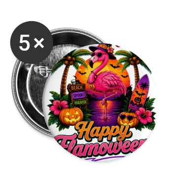 Happy Flamoween Flamingo Paradise - Buttons large 2.2'' (5-pack) - white
