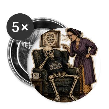 Apology Pending: Skeletal Satire - Buttons large 2.2'' (5-pack) - white
