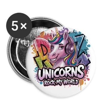  Unicorns Rock My World Rainbow Graffiti - Buttons large 2.2'' (5-pack) - white