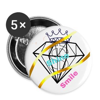 Shine Smile Diamond Crown - Buttons large 2.2'' (5-pack) - white