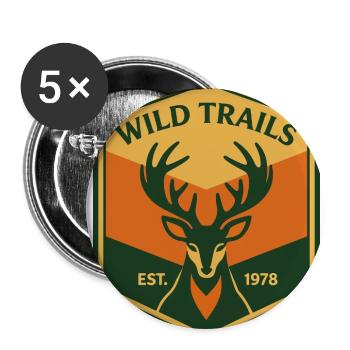 Wild Trails Deer Crest Patch - Buttons large 2.2'' (5-pack) - white