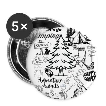 Trailside Pine Camp Sketch - Buttons large 2.2'' (5-pack) - white