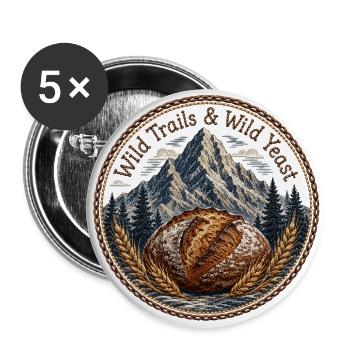 Wild Trails & Wild Yeast Patch - Buttons large 2.2'' (5-pack) - white