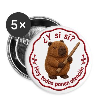 Bear with Drumstick Motto - Buttons large 2.2'' (5-pack) - white