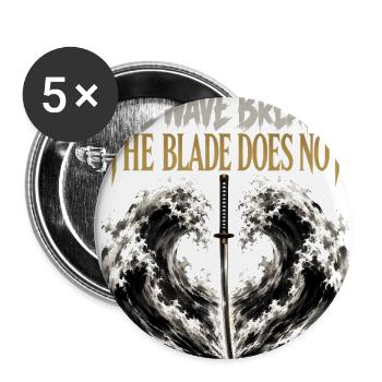 Katana Wave Japanese Warrior Gym Apparel - Buttons large 2.2'' (5-pack) - white
