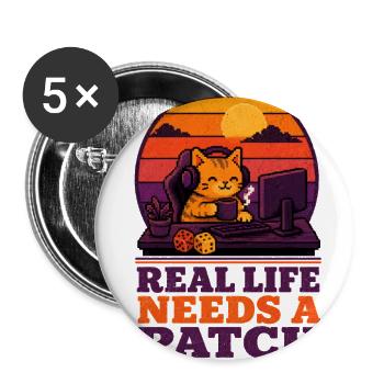 Retro Cat Patch Sunset Desk - Buttons large 2.2'' (5-pack) - white