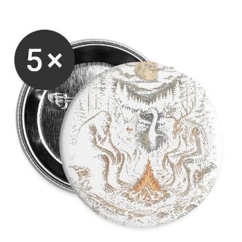 Moonlit Forest Circle Night Cryptids - Buttons large 2.2'' (5-pack) - white