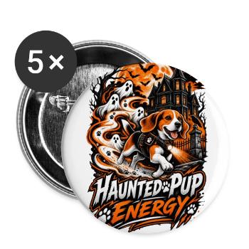Haunted Pup Energy Beagle Halloween Shirt - Buttons large 2.2'' (5-pack) - white