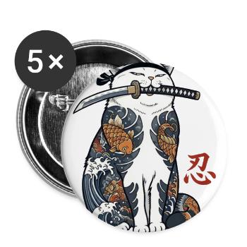 Cute Japanese Samurai Cat Katana Ninja Art - Buttons large 2.2'' (5-pack) - white