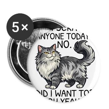 Fluffy Gray Cat Portrait Charm - Buttons large 2.2'' (5-pack) - white