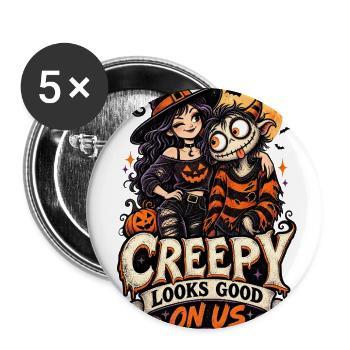 Creepy Looks Good on Us Funny Halloween Couple - Buttons large 2.2'' (5-pack) - white