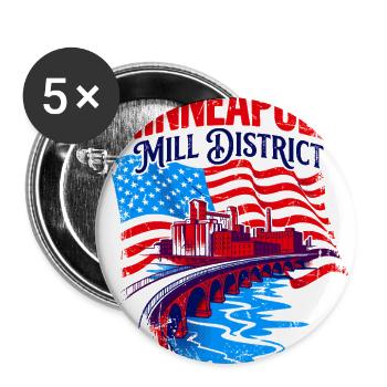 Minneapolis Mill District Vintage American Flag - Buttons large 2.2'' (5-pack) - white