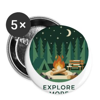 Explore More Forest Campfire Night Sky Badge - Buttons large 2.2'' (5-pack) - white