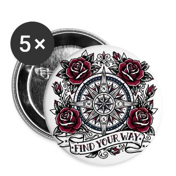 Find Your Way Vintage Compass Rose Tattoo Art - Buttons large 2.2'' (5-pack) - white