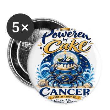 Powered_by_Cake_Cancer_Birthday_Zodiac_Shirt - Buttons large 2.2'' (5-pack) - white