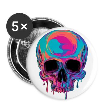 Neon Edgy Dark Skull - Melting Neon Skull Design - Buttons large 2.2'' (5-pack) - white