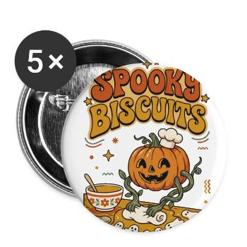 Retro Spooky Biscuits Pumpkin Bakery Halloween - Buttons large 2.2'' (5-pack) - white
