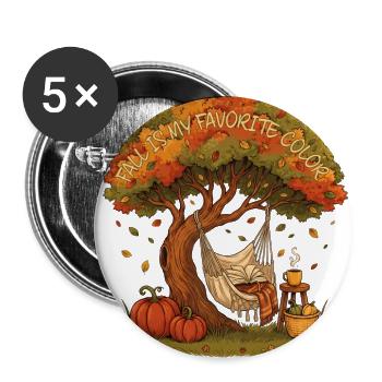 Fall is My Favorite Color Pumpkin Autumn Falling  - Buttons large 2.2'' (5-pack) - white