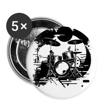 Drum Kit Sketch - Buttons large 2.2'' (5-pack) - white