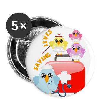 doctors_birds_medical_bag - Buttons large 2.2'' (5-pack) - white