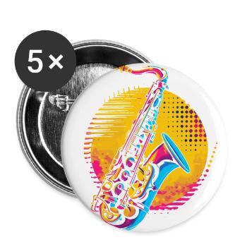 Saxophone Synthwave - Buttons large 2.2'' (5-pack) - white