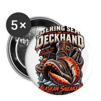 Bering Sea Deckhand Alaskan Sneaker Crab Fisherman - Buttons large 2.2'' (5-pack) - white