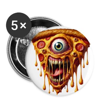 Terrifying Monster Pizza Slice | Hyper-Realistic - Buttons large 2.2'' (5-pack) - white